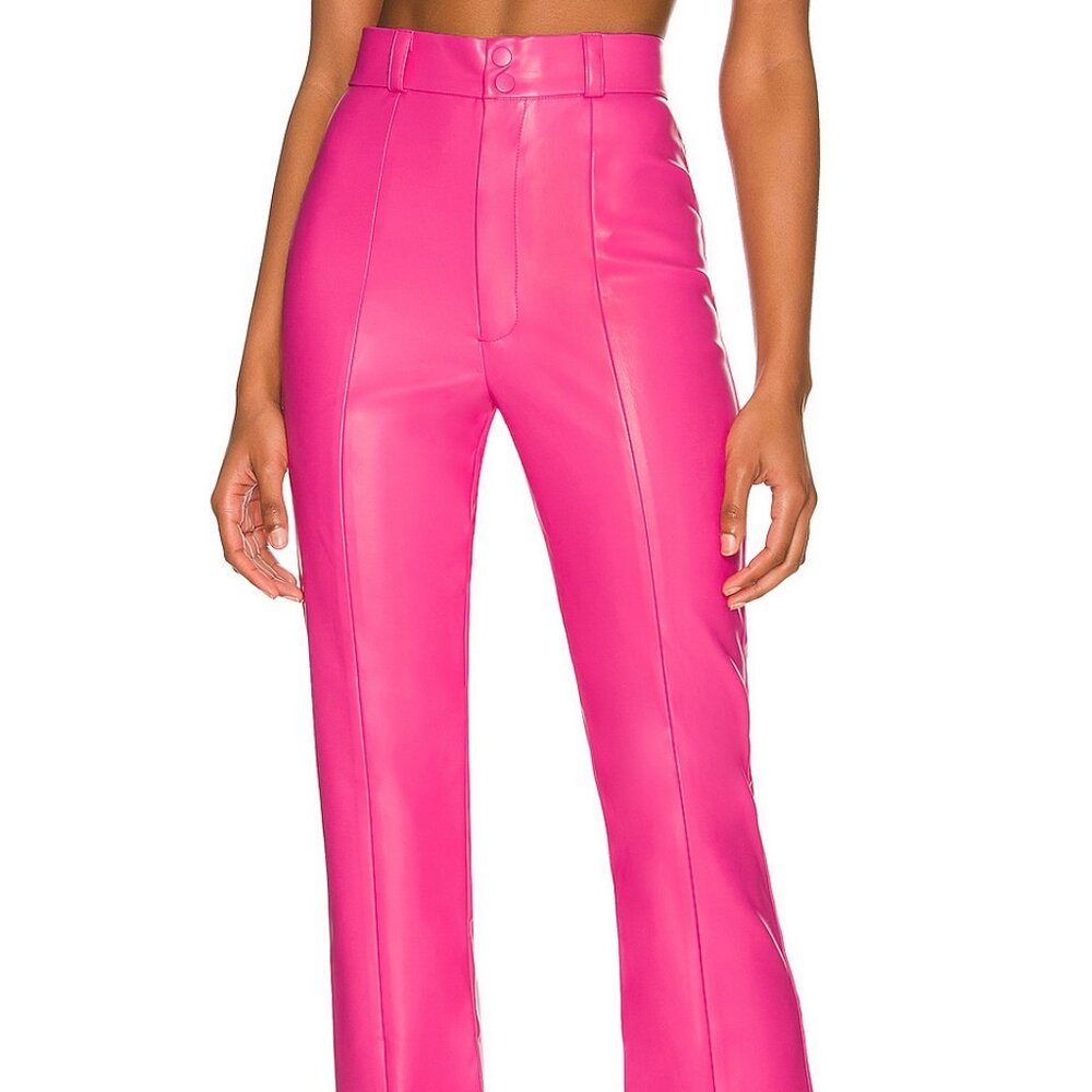 NWT REVOLVE Bardot Fux Leather Pant Hot Pink Size 6